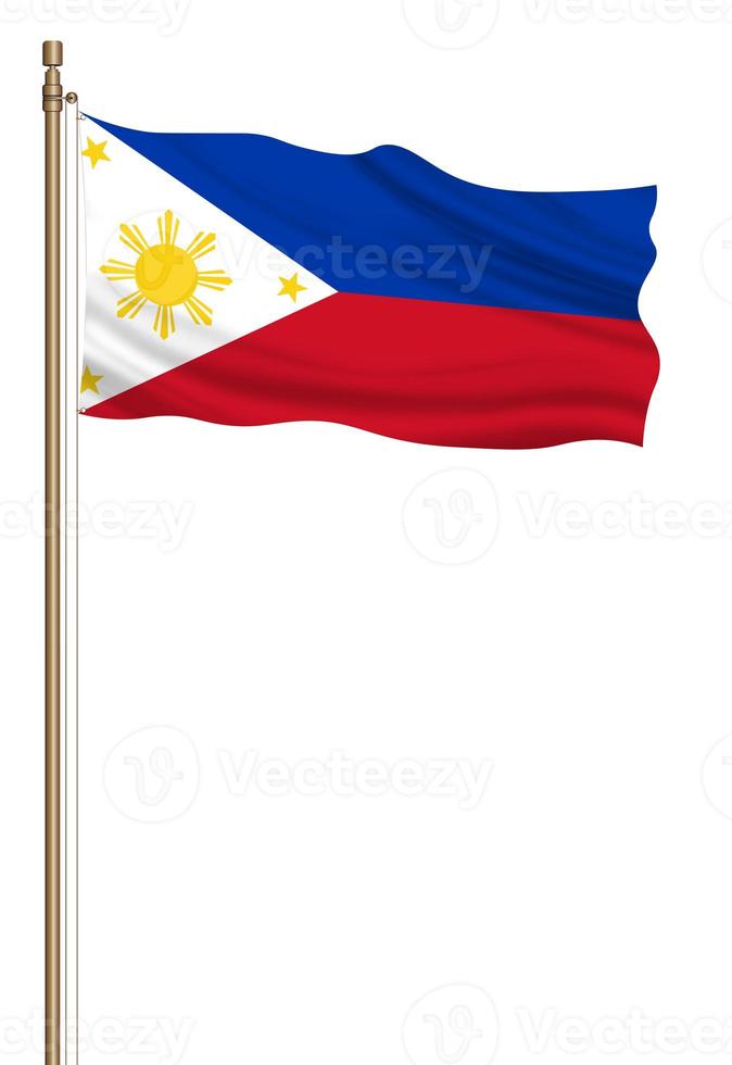 3D Flag of Philippines on a pillar photo