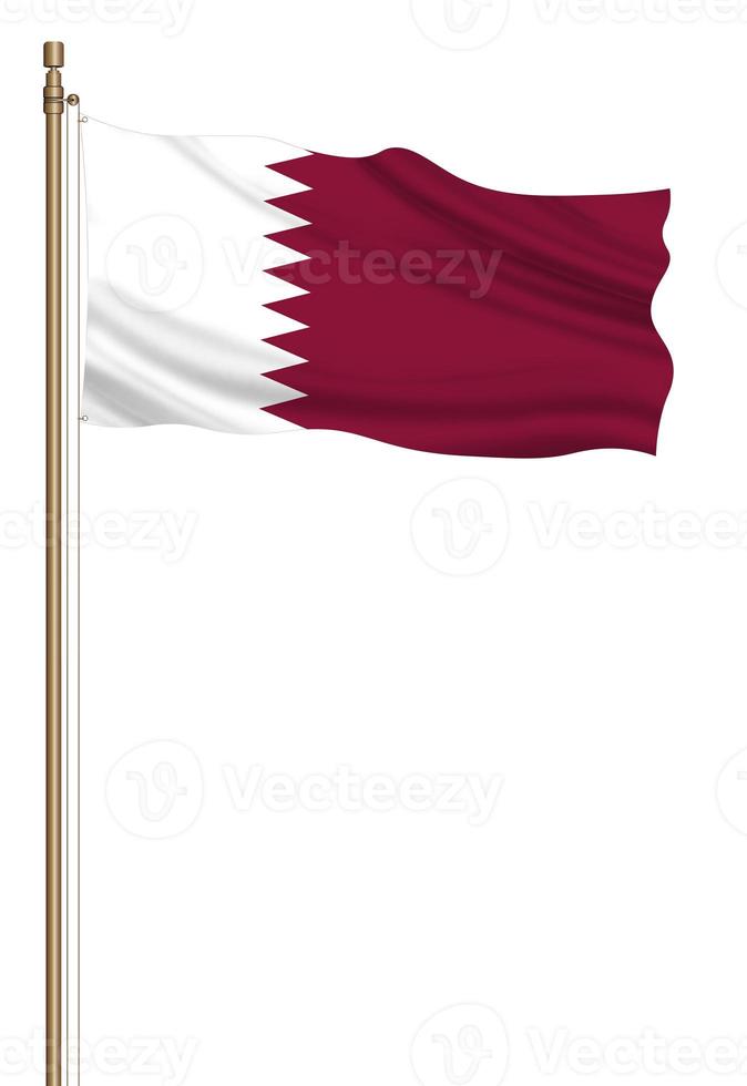 3D Flag of Qatar on a pillar photo