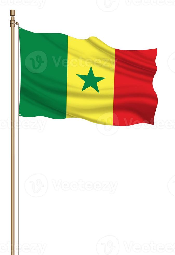 3D Flag of Senegal on a pillar photo