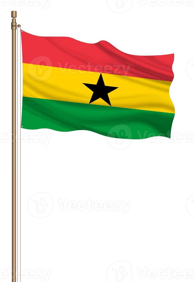 3D Flag of Ghana on a pillar photo