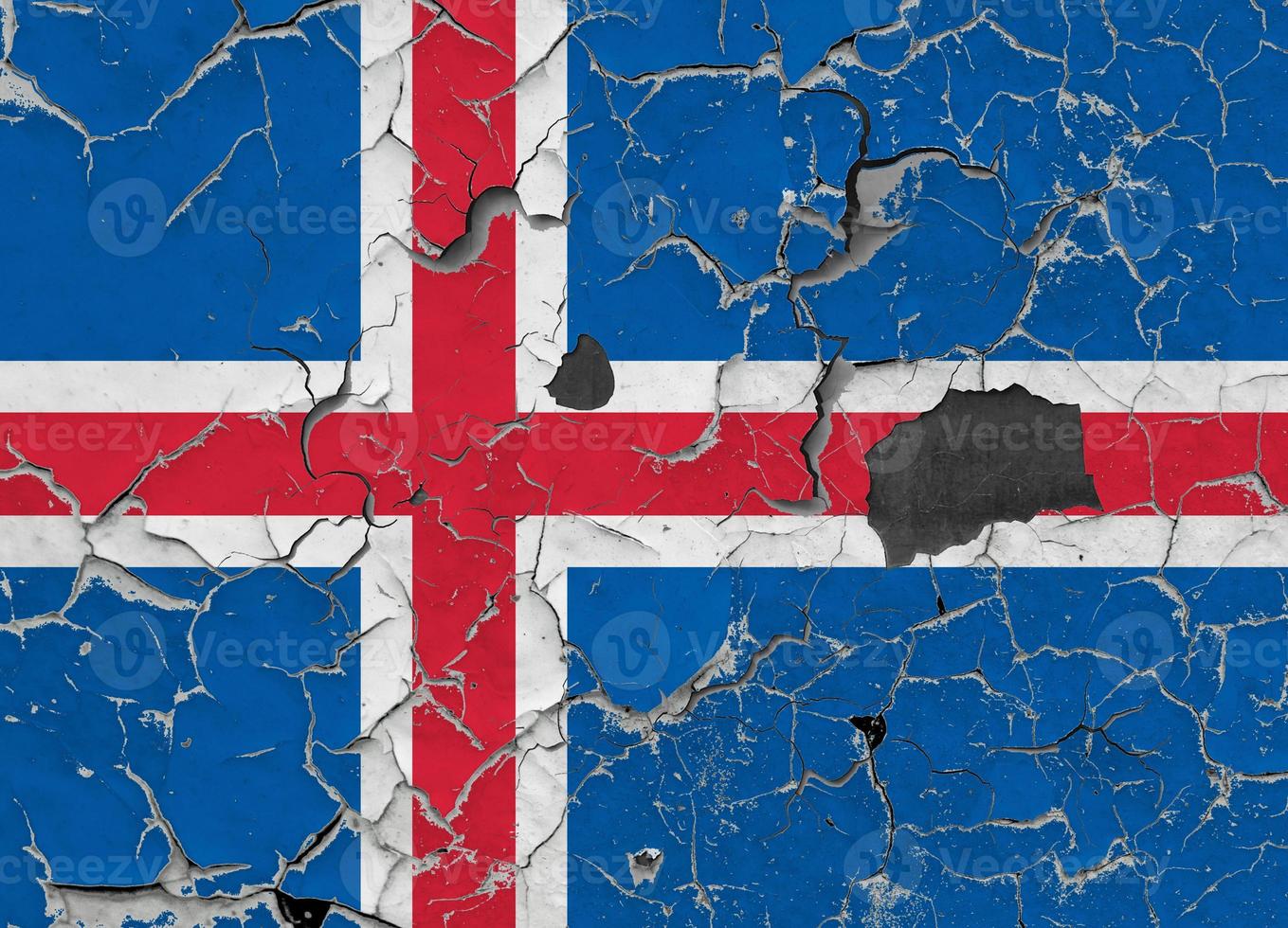 3d bandera de Islandia en Roca pared foto