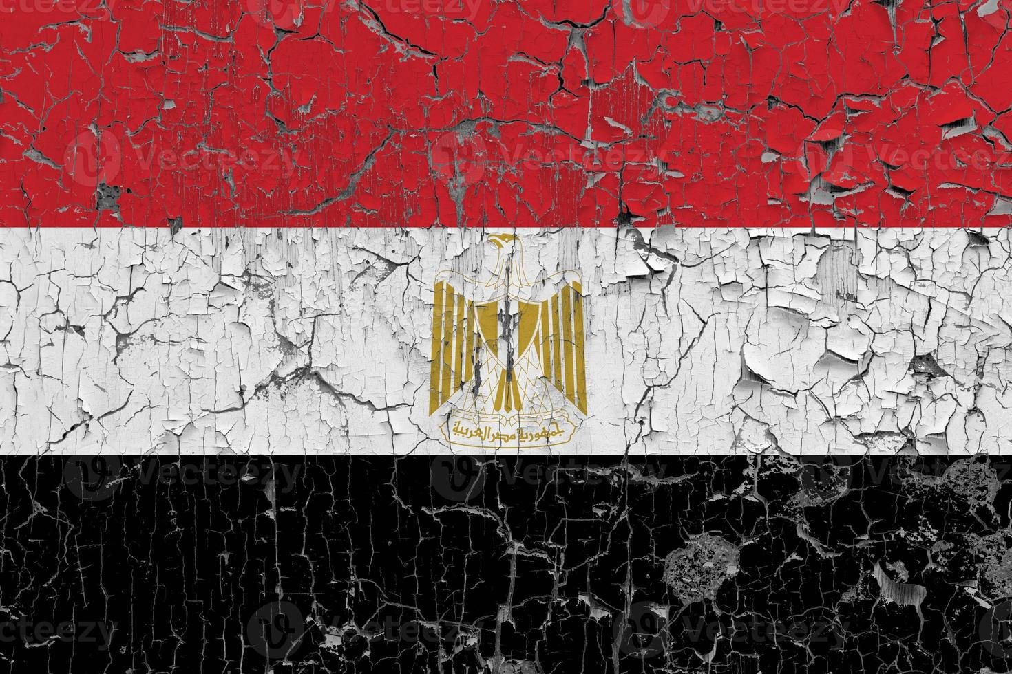 3D Flag of Egypt on stone wall photo