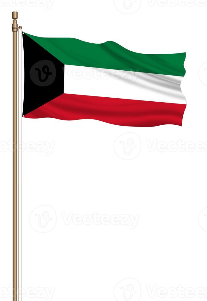 3D Flag of Kuwait on a pillar photo
