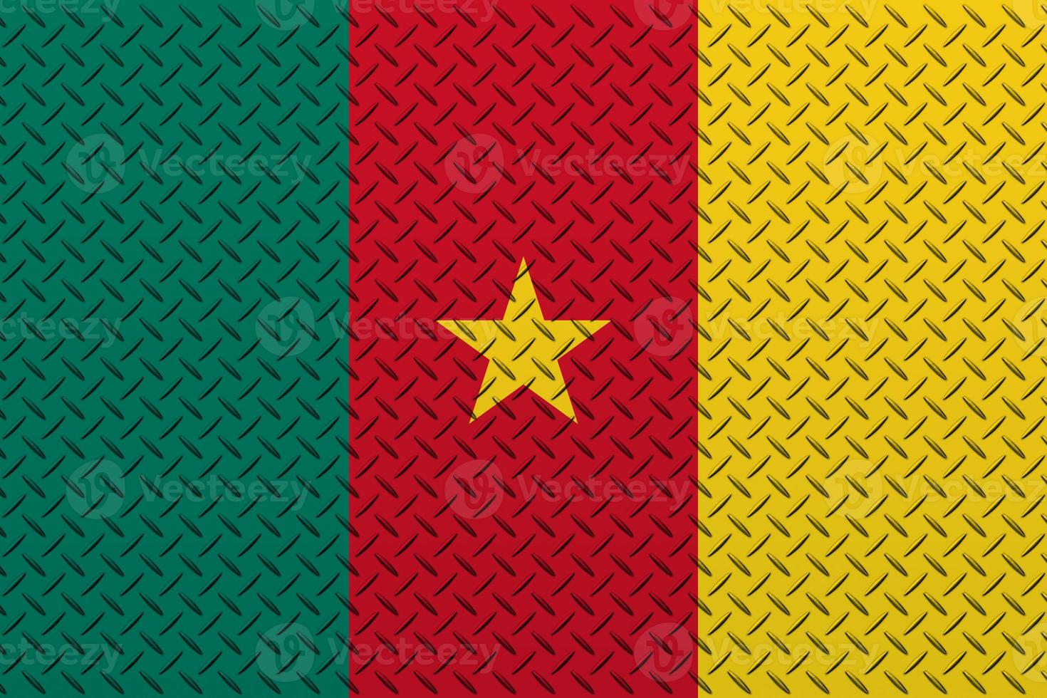 3D Flag of Cameroon on a metal photo