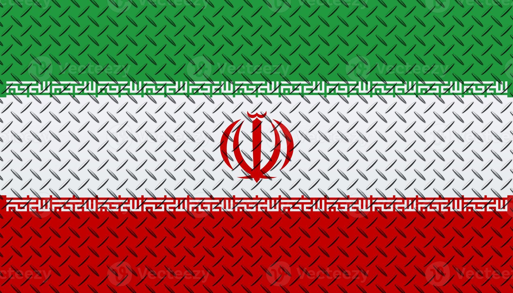 3D Flag of Iran on a metal photo
