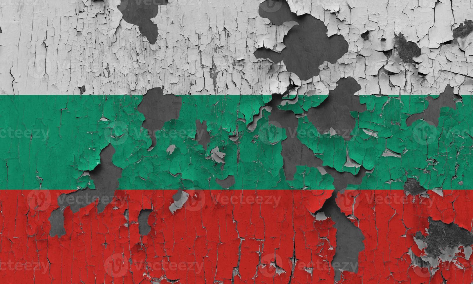 3D Flag of Bulgaria on stone wall photo