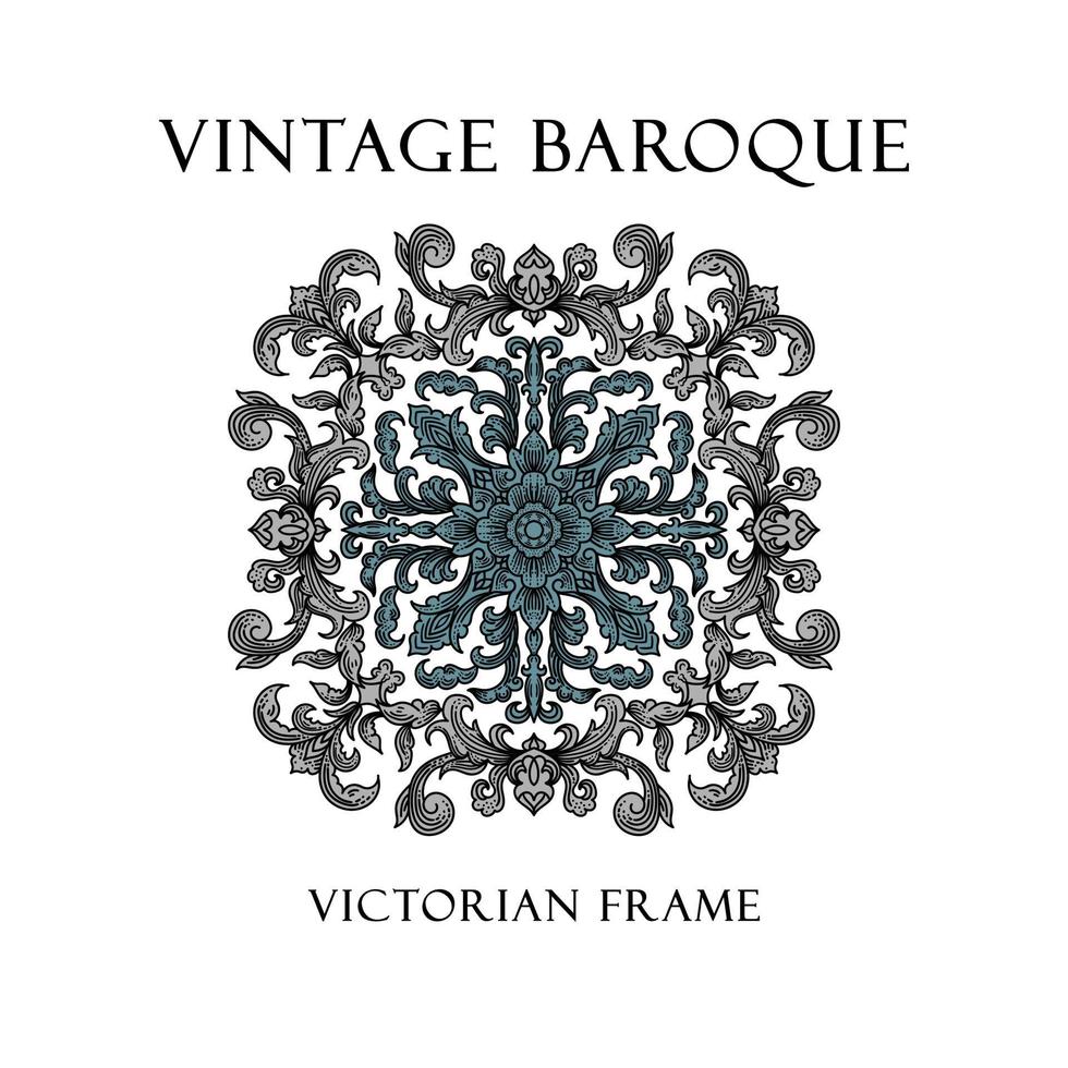 Clásico barroco victoriano marco frontera floral vector