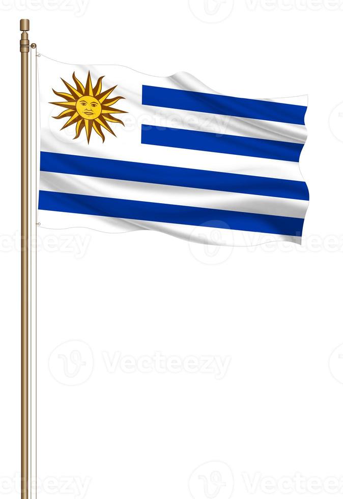 3D Flag of Uruguay on a pillar photo