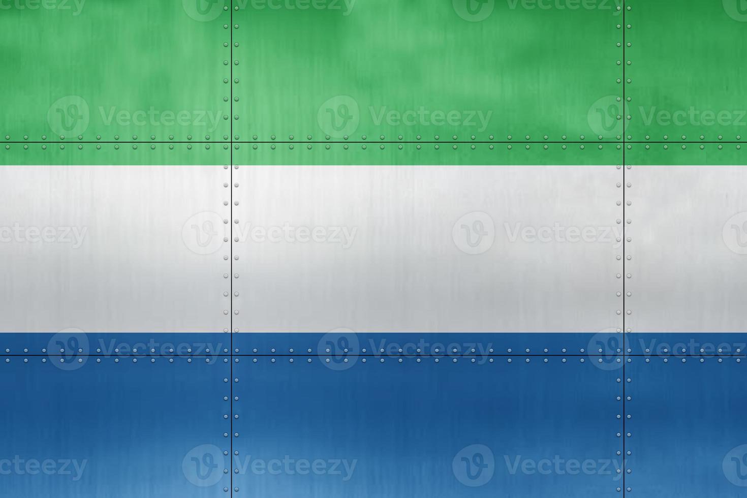 3D Flag of Sierra Leone on metal photo