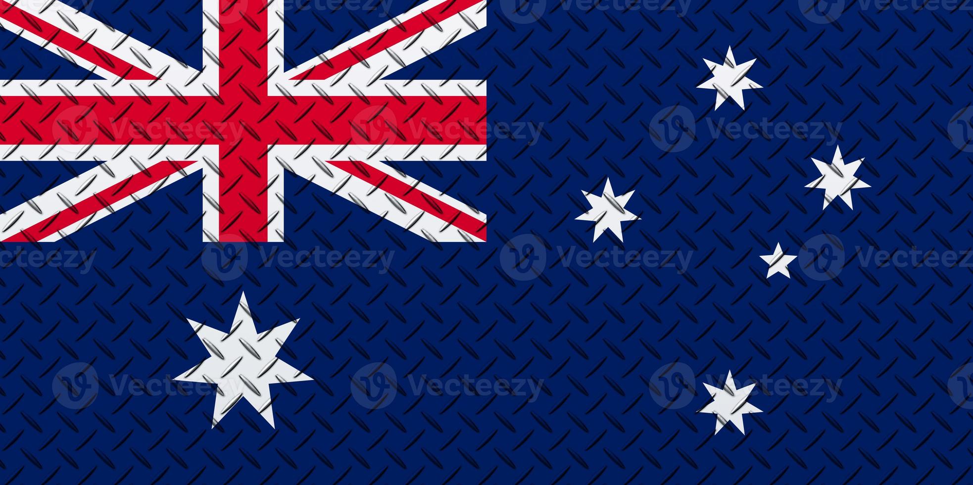 3D Flag of Australia on a metal photo