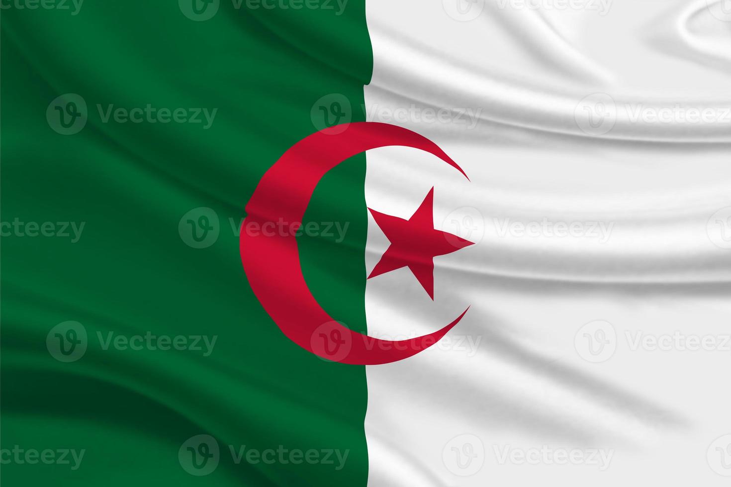 3D Flag of Algeria on fabric photo