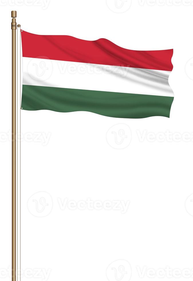 3d bandera de Hungría en un pilar foto