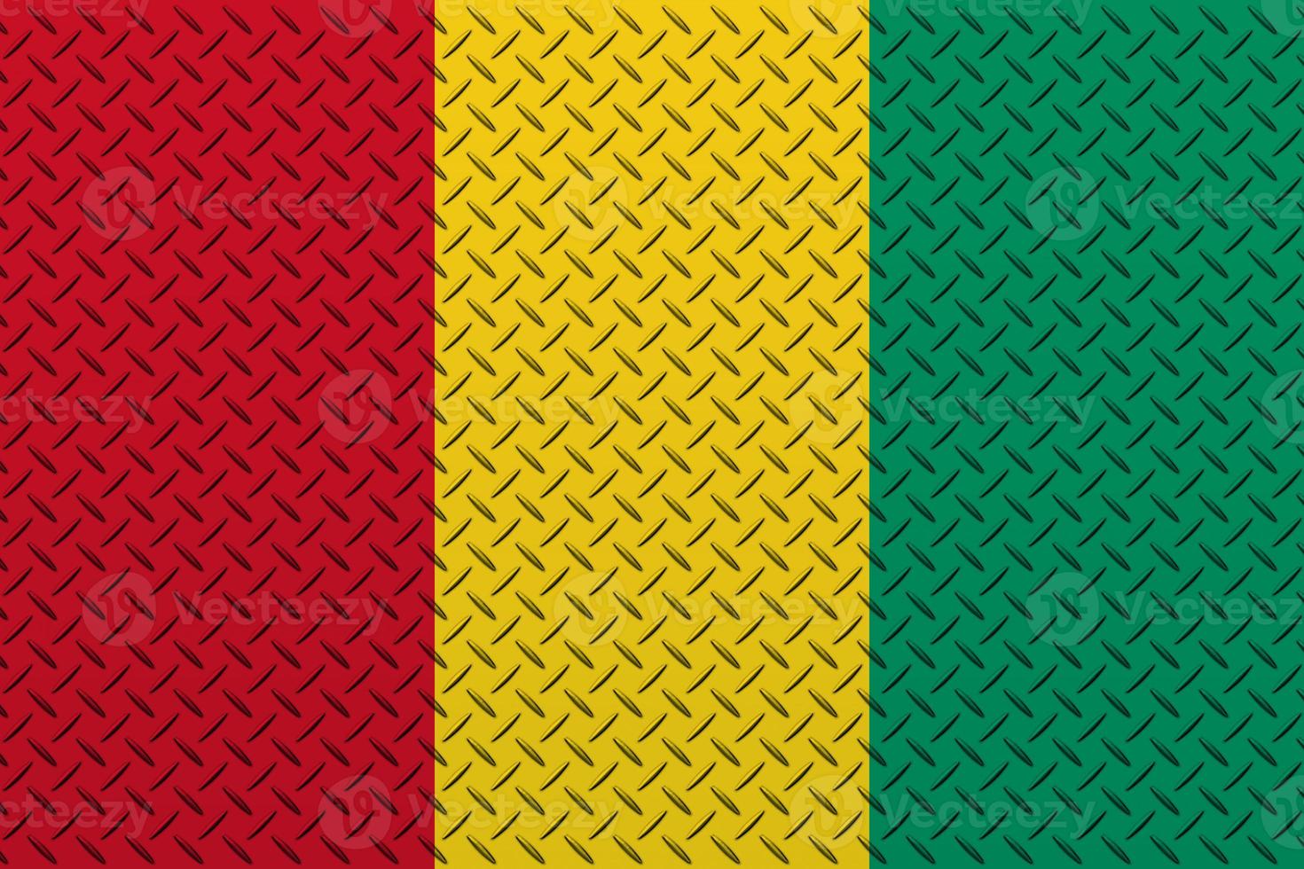 3D Flag of Guinea on a metal photo
