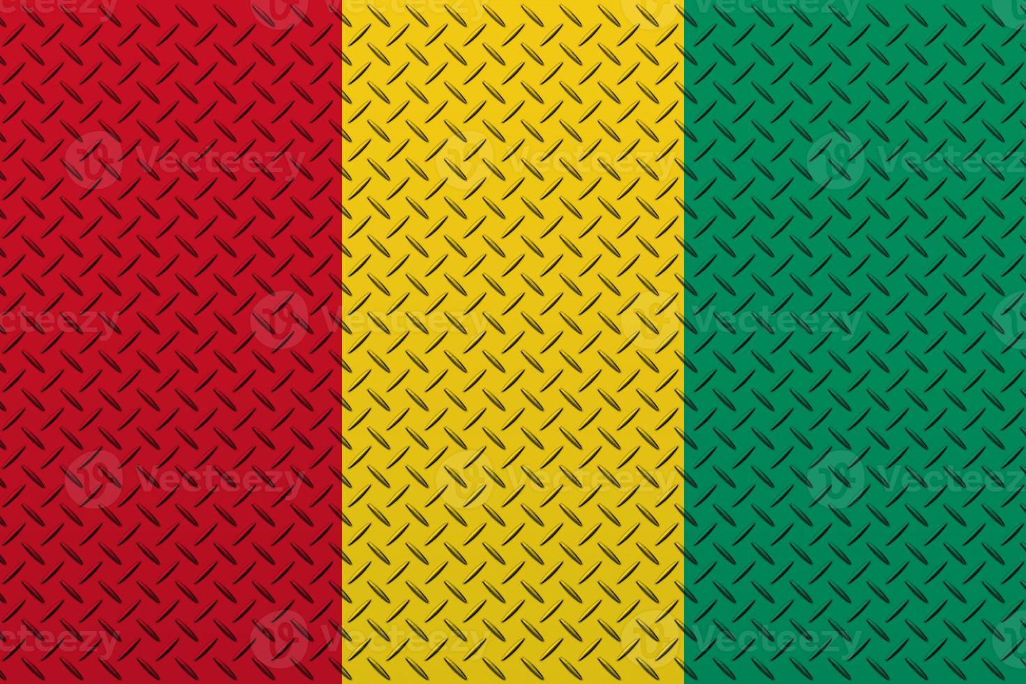 3D Flag of Guinea on a metal photo