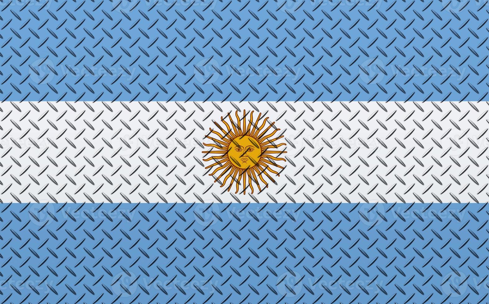 3D Flag of Argentina on a metal photo