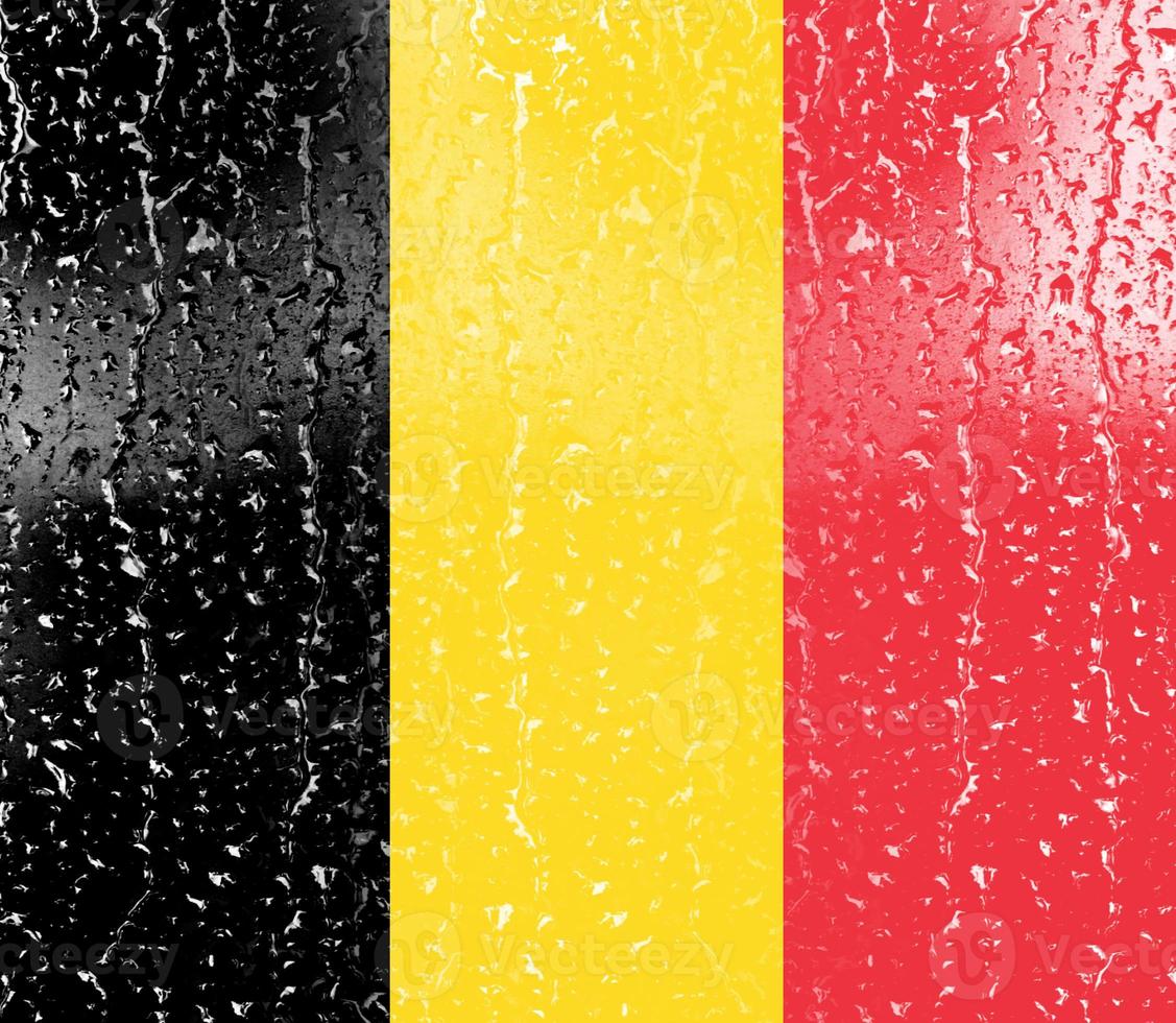 3D Flag of Belgium on a glass photo