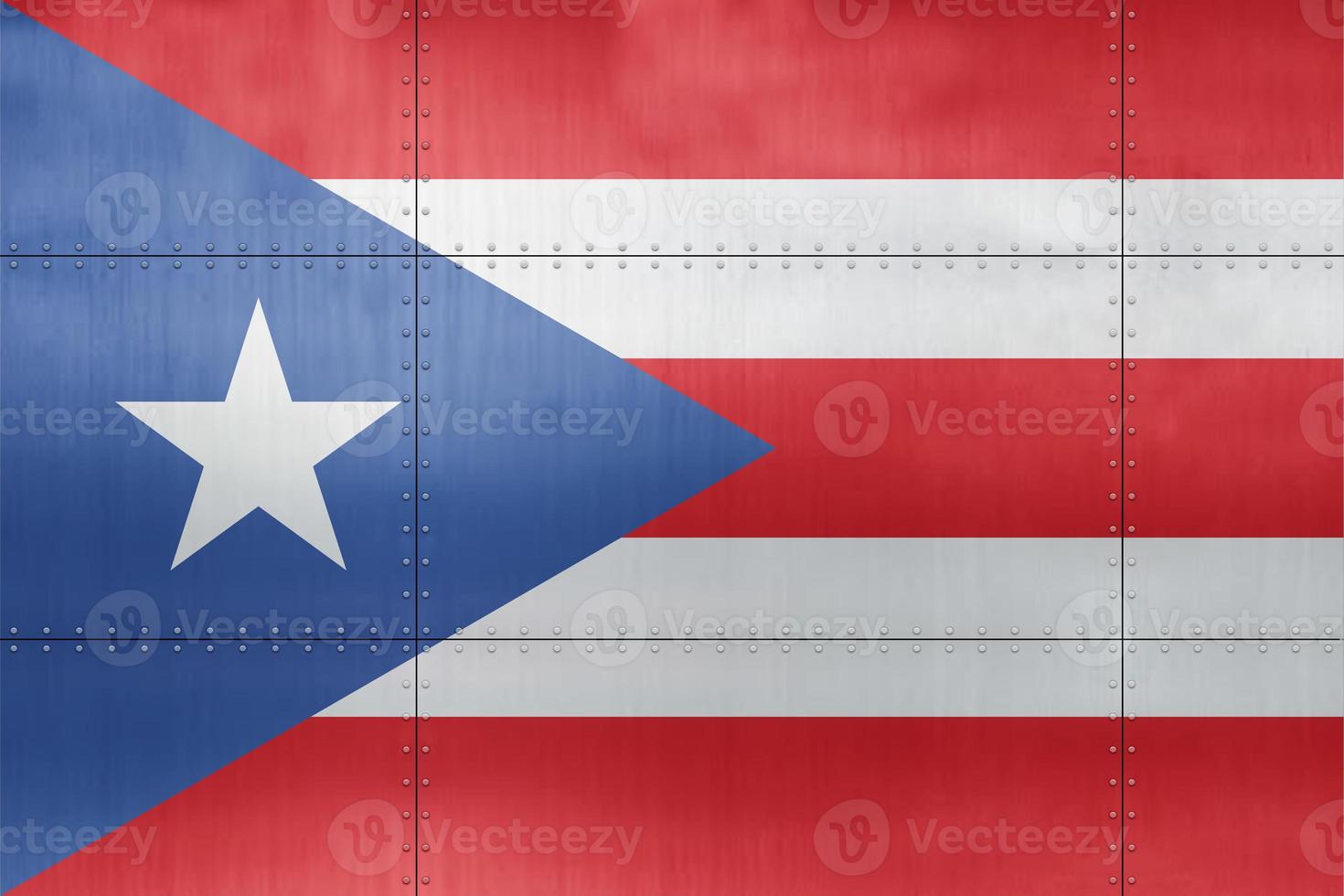 3D Flag of Puerto Rico on metal photo