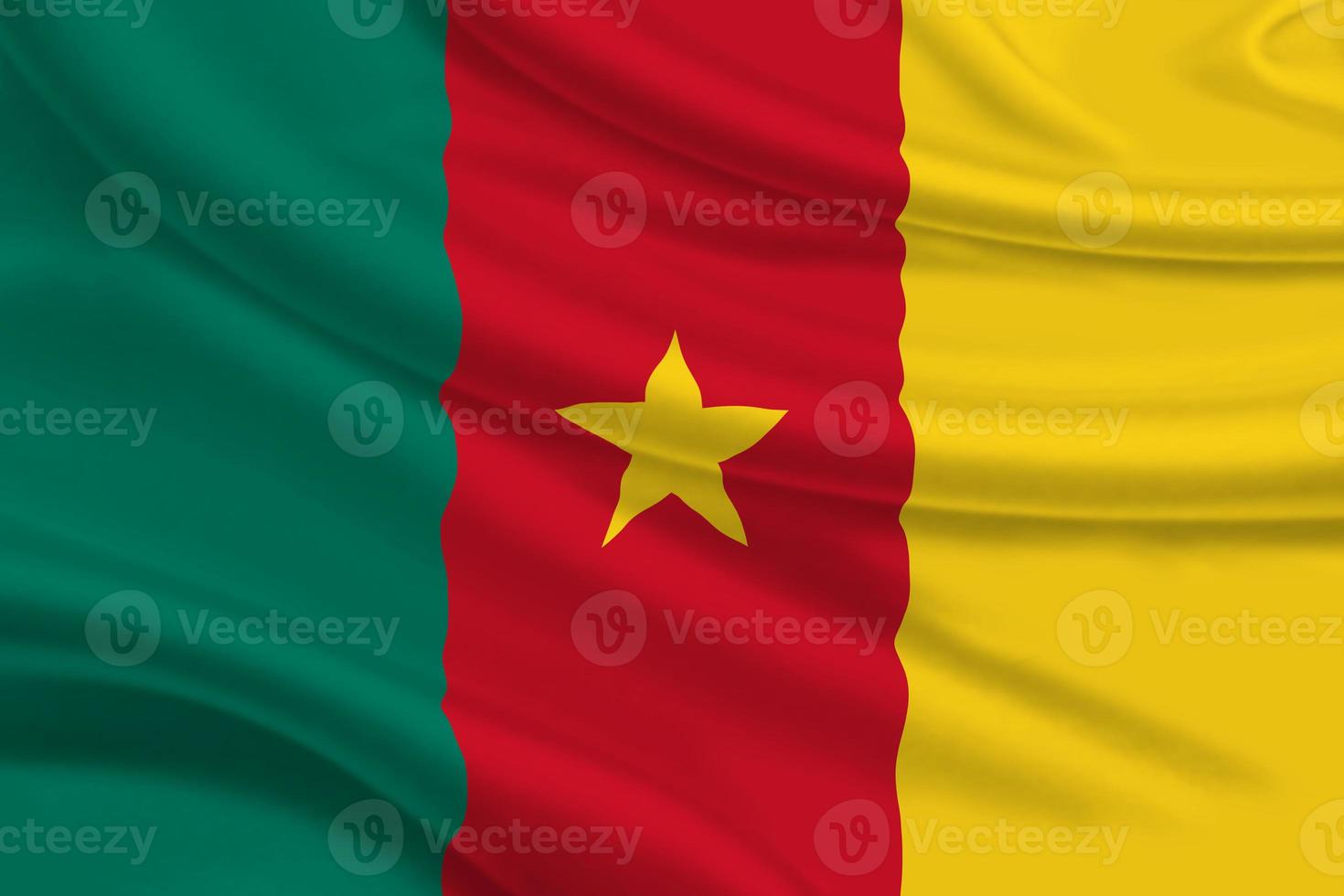 3D Flag of Cameroon on fabric photo