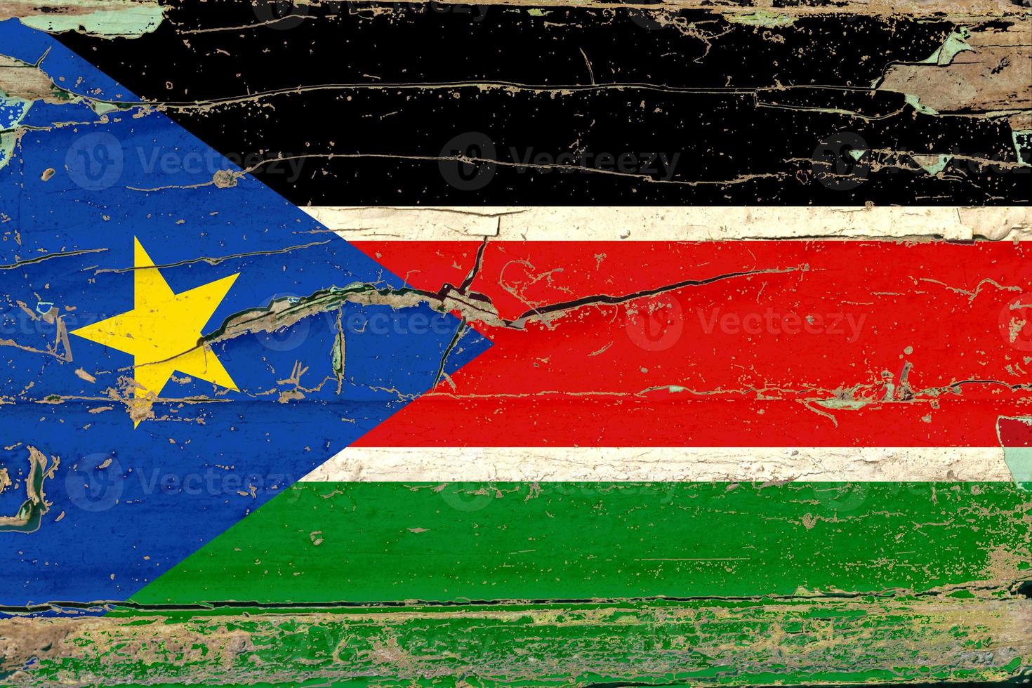 3D Flag of South Sudan on wood photo