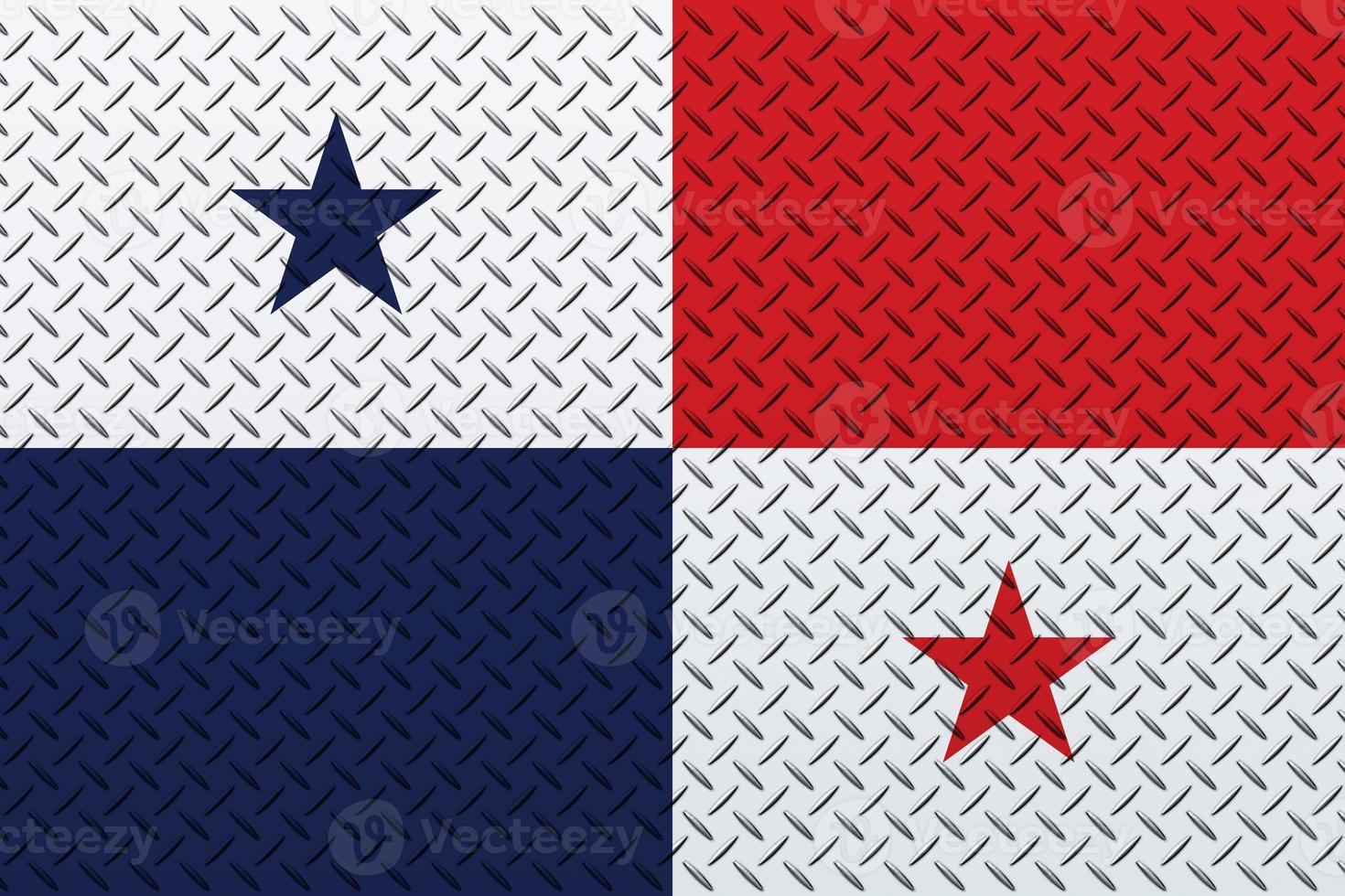 3D Flag of Panama on a metal wall background. photo