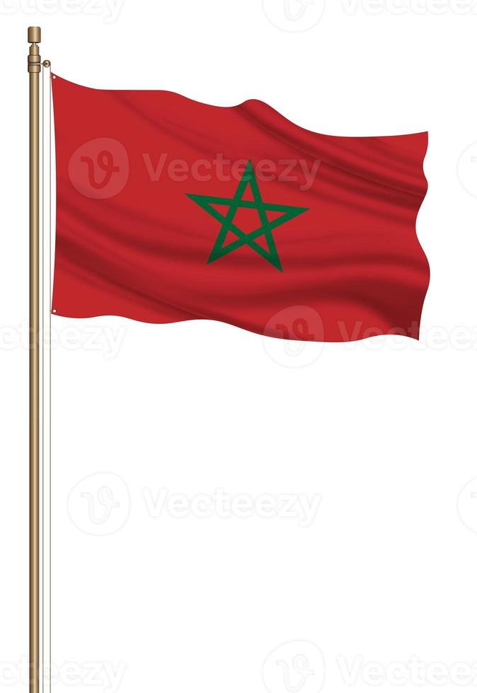 3D Flag of Morocco on a pillar photo