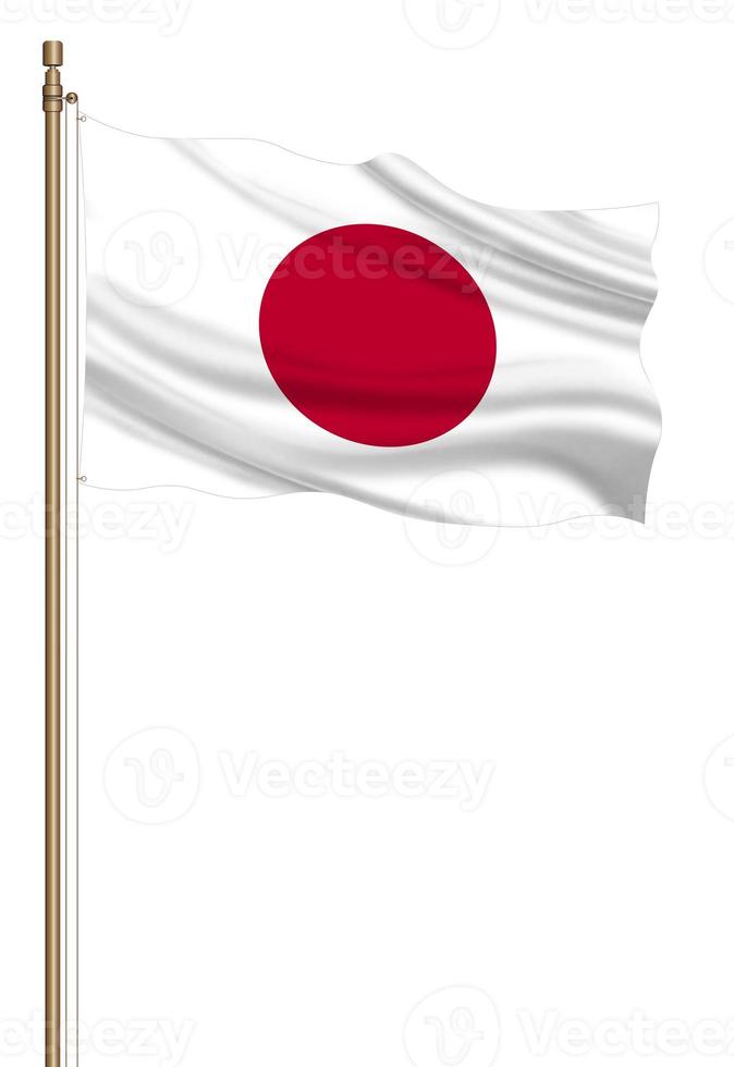 3D Flag of Japan on a pillar photo