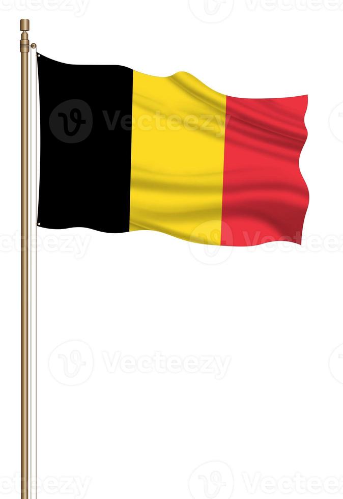 3D Flag of Belgium on a pillar photo