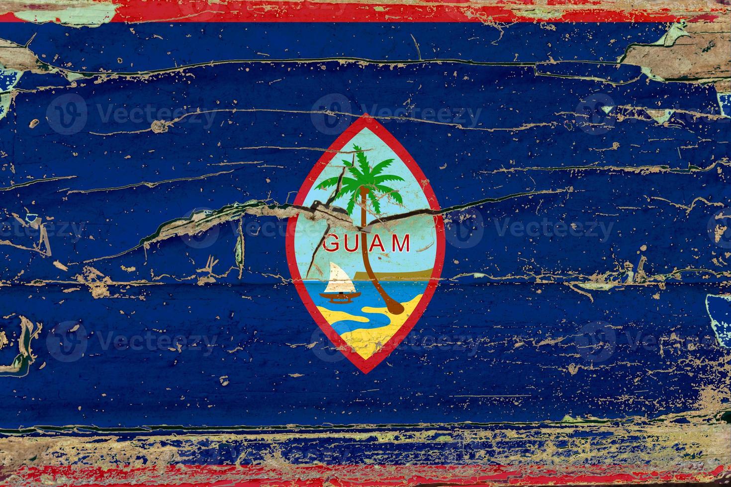 3D Flag of Guam on wood photo