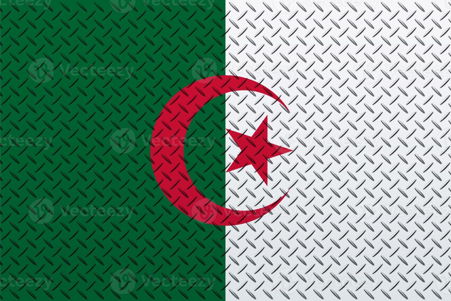 3D Flag of Algeria on a metal photo