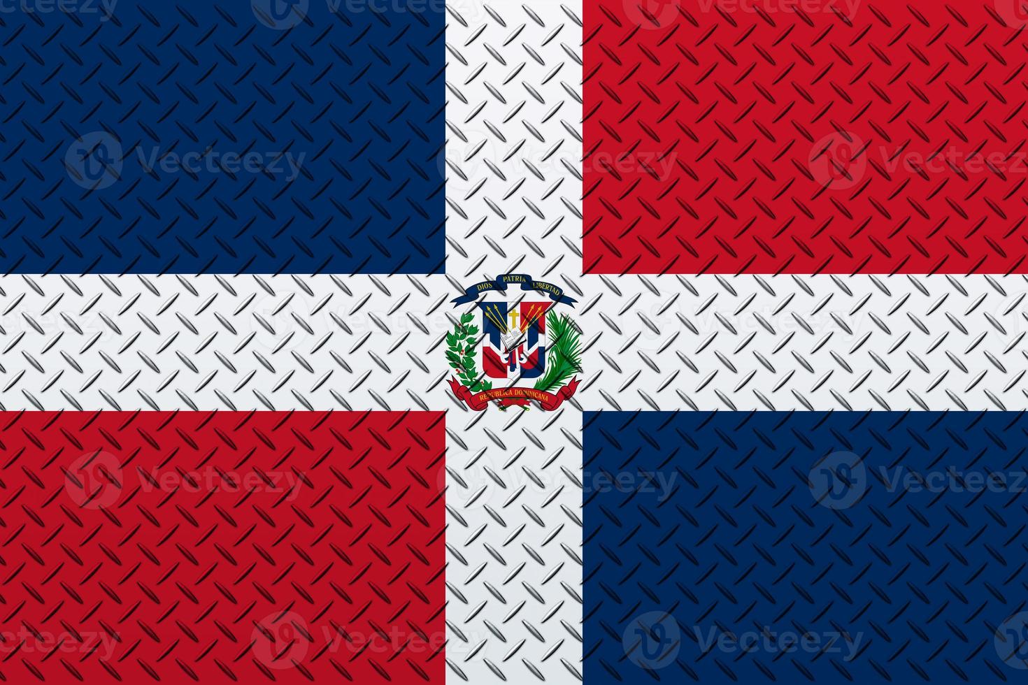 3D Flag of Dominican Republic on a metal photo