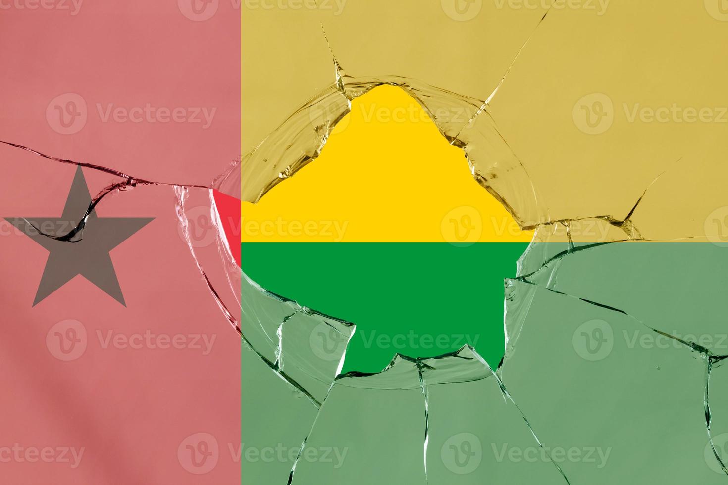 3D Flag of Guinea-Bissau on glass photo