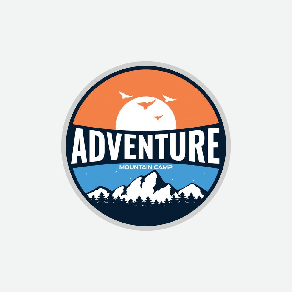 adventure mountain camp badge vector design