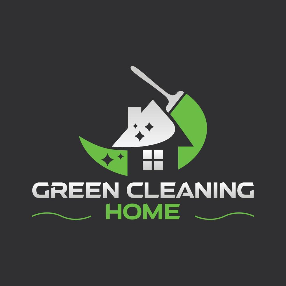 verde limpieza hogar logo diseño vector
