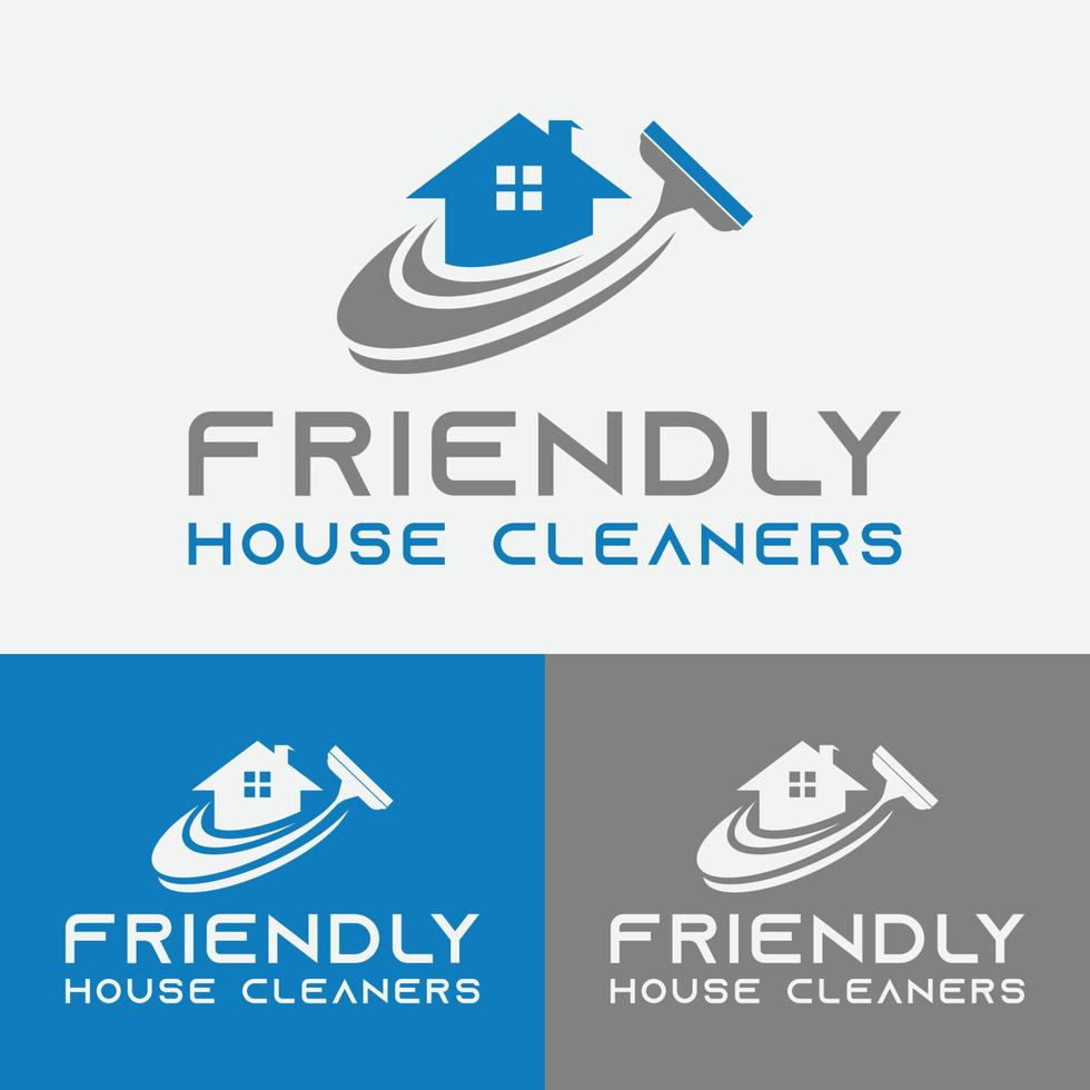 simpático casa limpiadores logo diseño vector