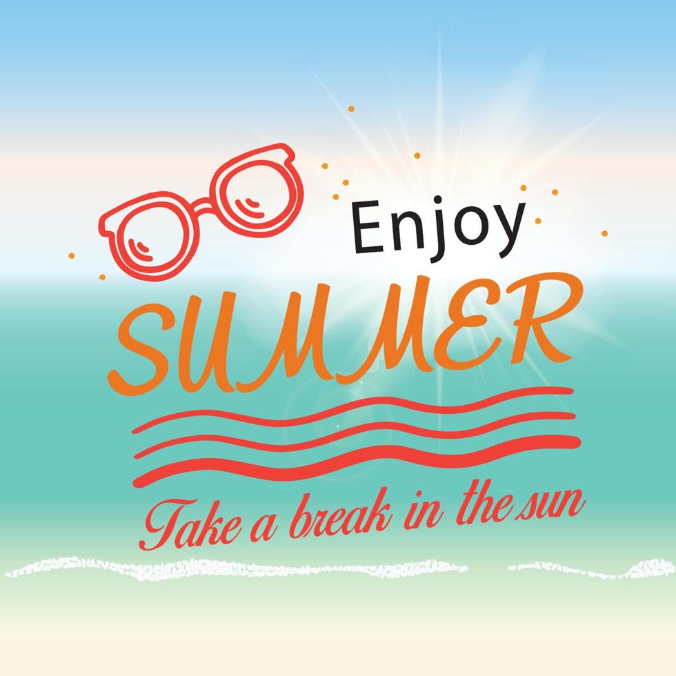 enjoy summer label beach background vector