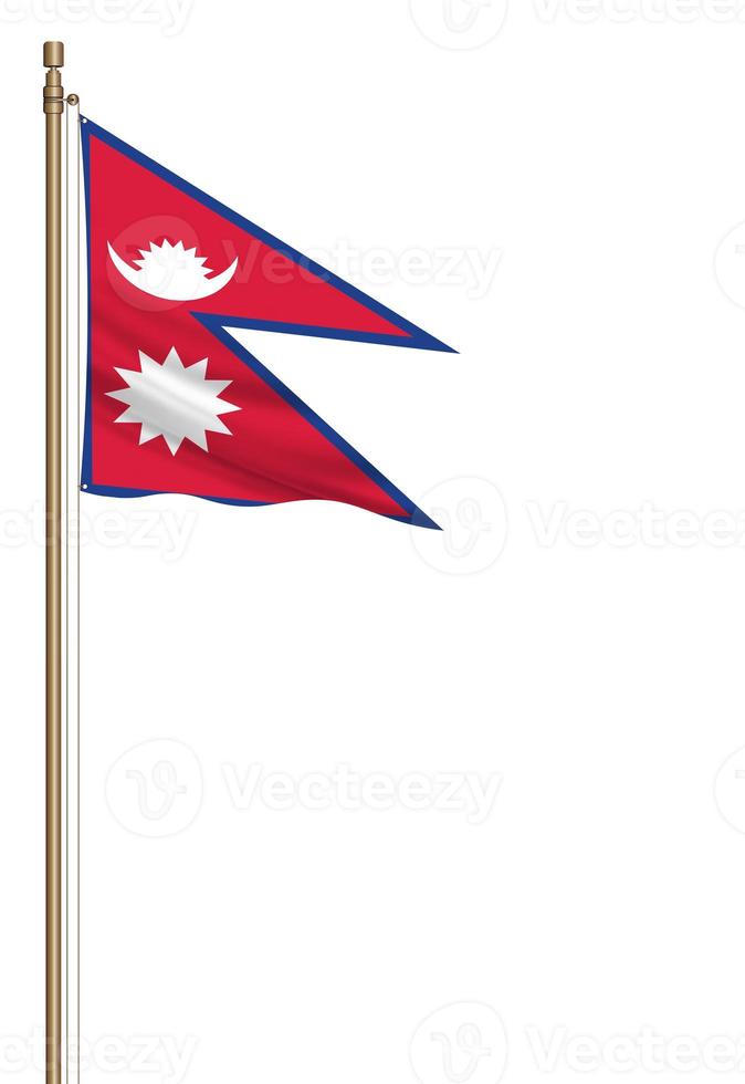 3D Flag of Nepal on a pillar photo