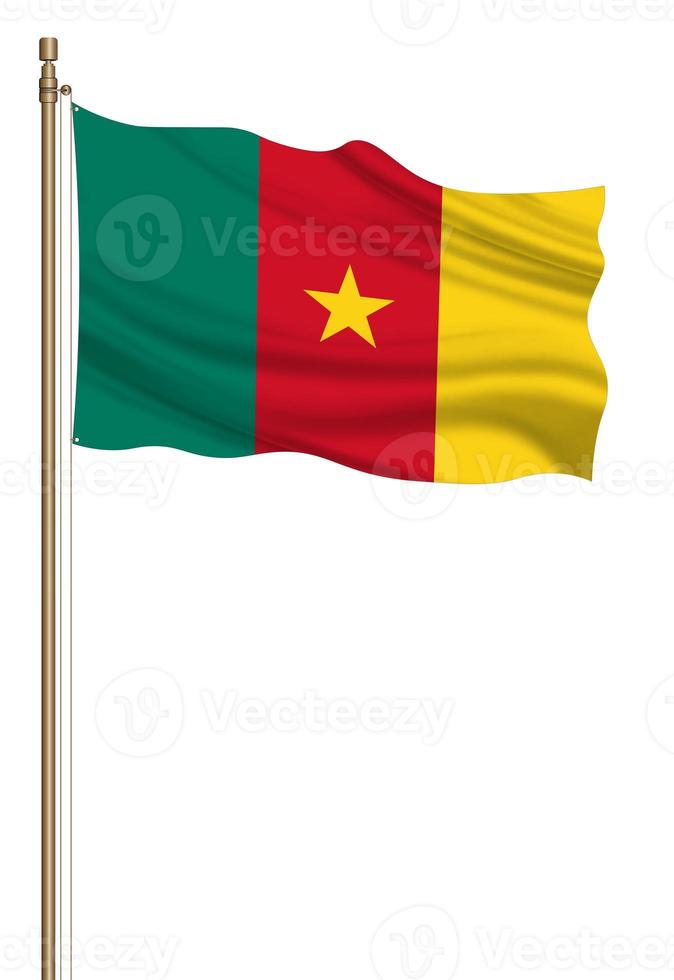 3D Flag of Cameroon on a pillar photo