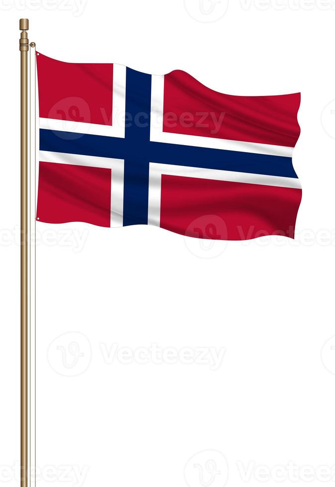 3D Flag of Norway on a pillar photo