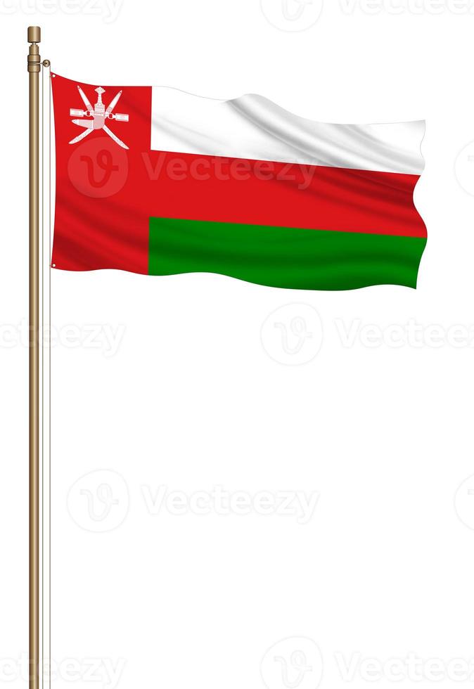 3D Flag of Oman on a pillar photo