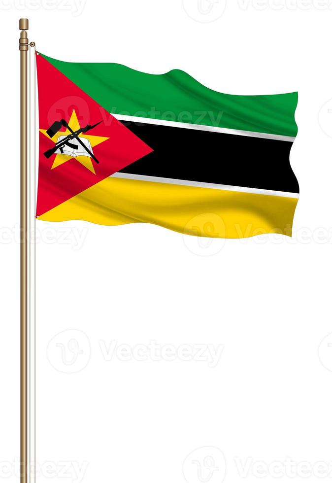 3D Flag of Mozambique on a pillar photo