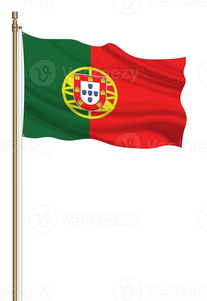 3D Flag of Portugal on a pillar photo