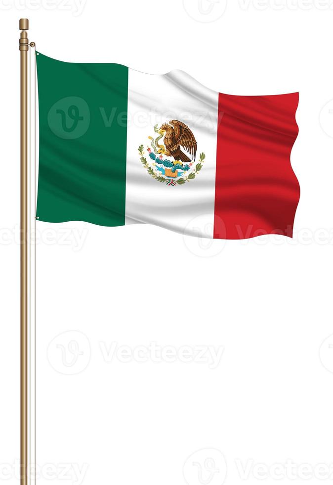 3D Flag of Mexico on a pillar photo