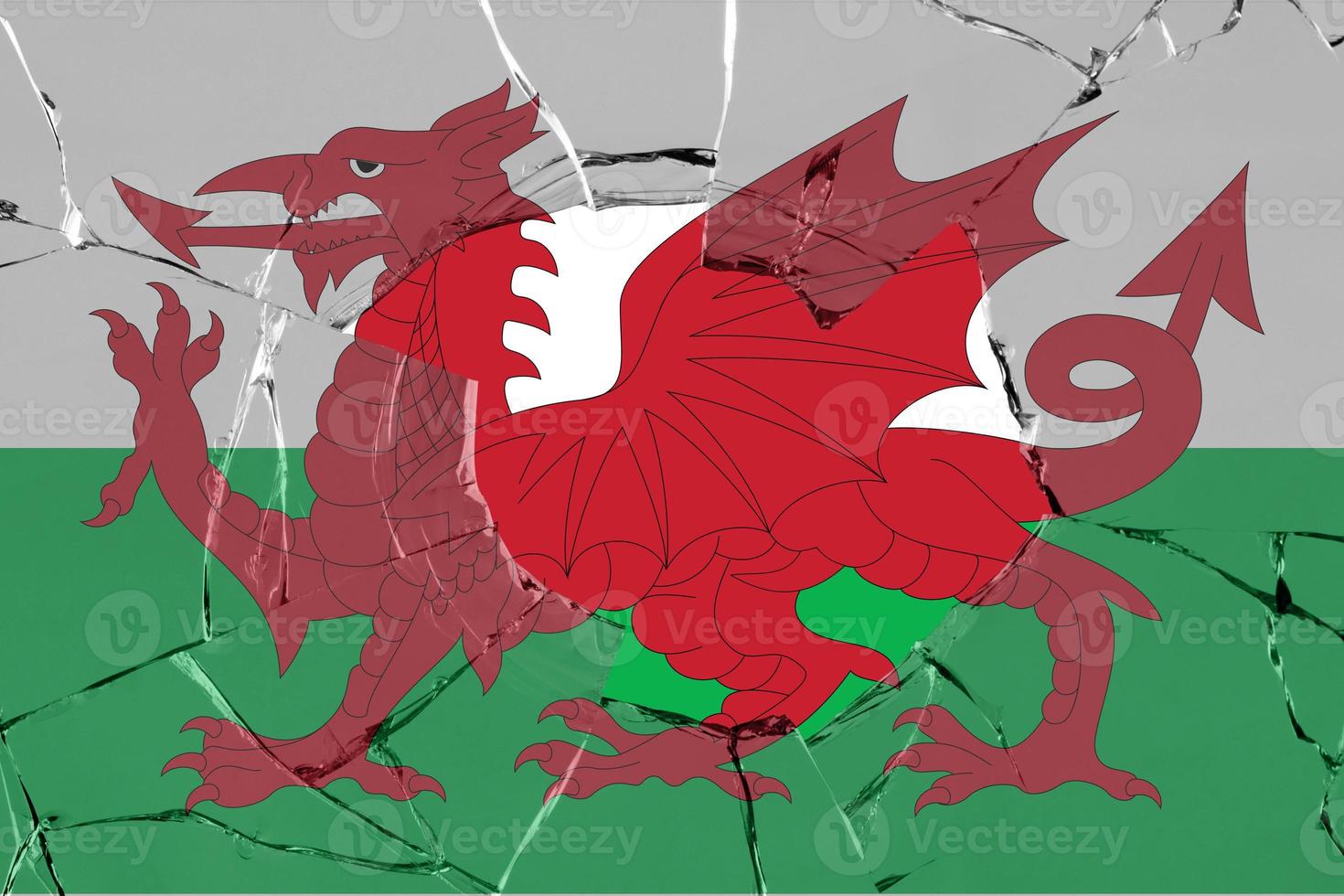 3D Flag of Wales on glass photo