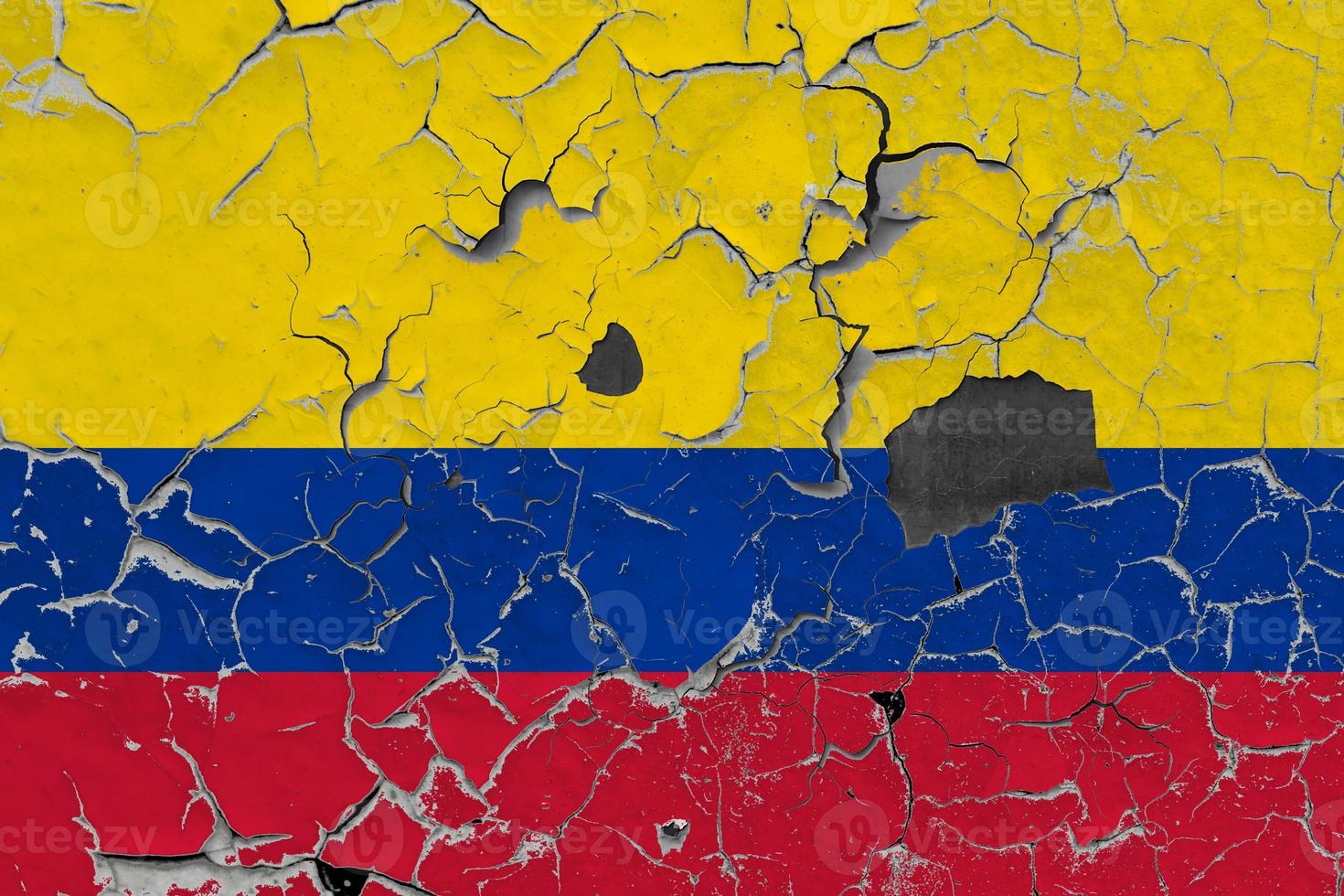 3d bandera de Colombia en Roca pared foto