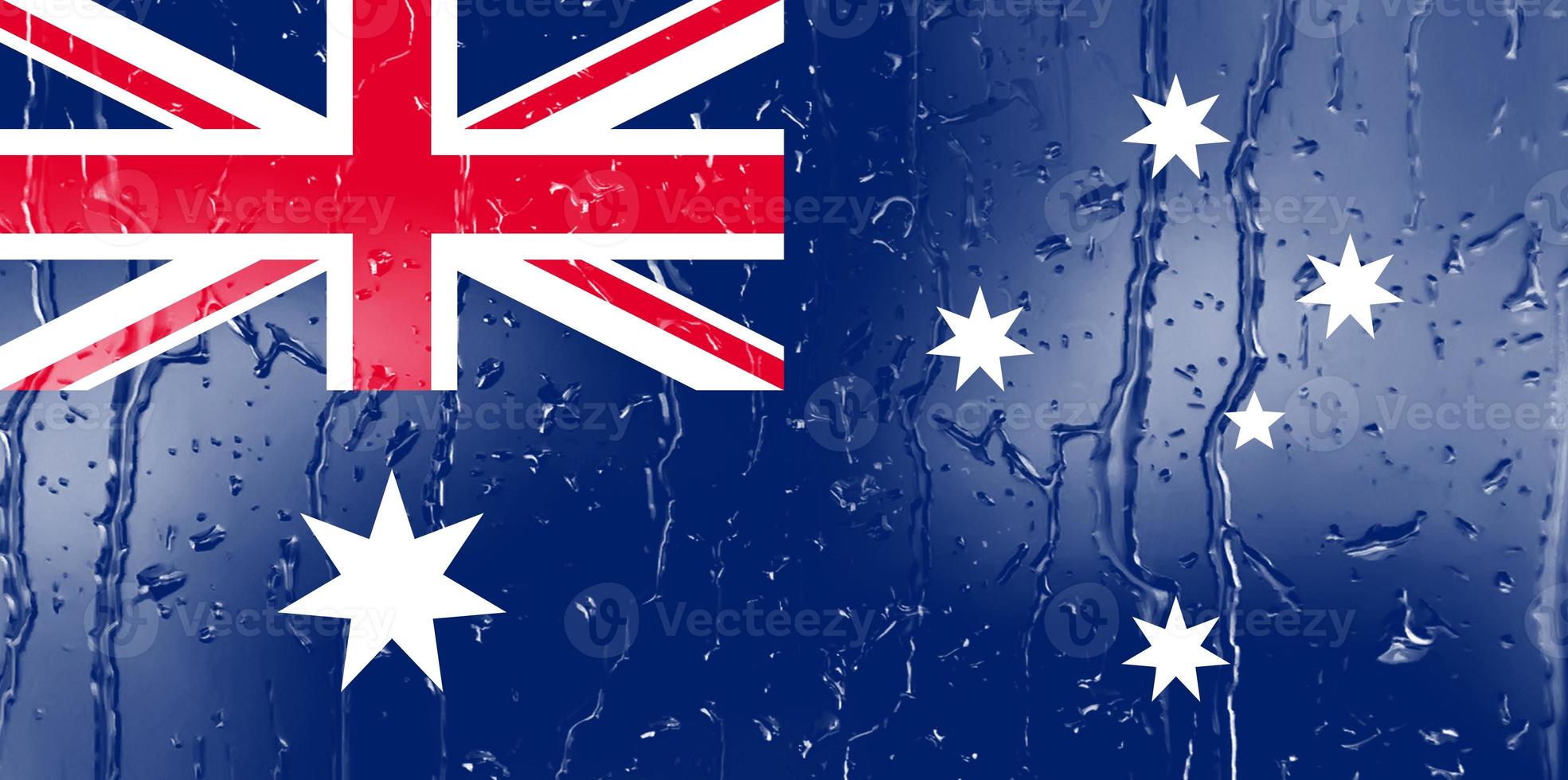 3D Flag of Australia on a glass photo