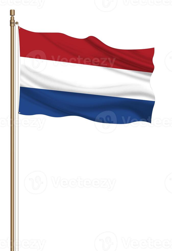 3D Flag of Netherland on a pillar photo