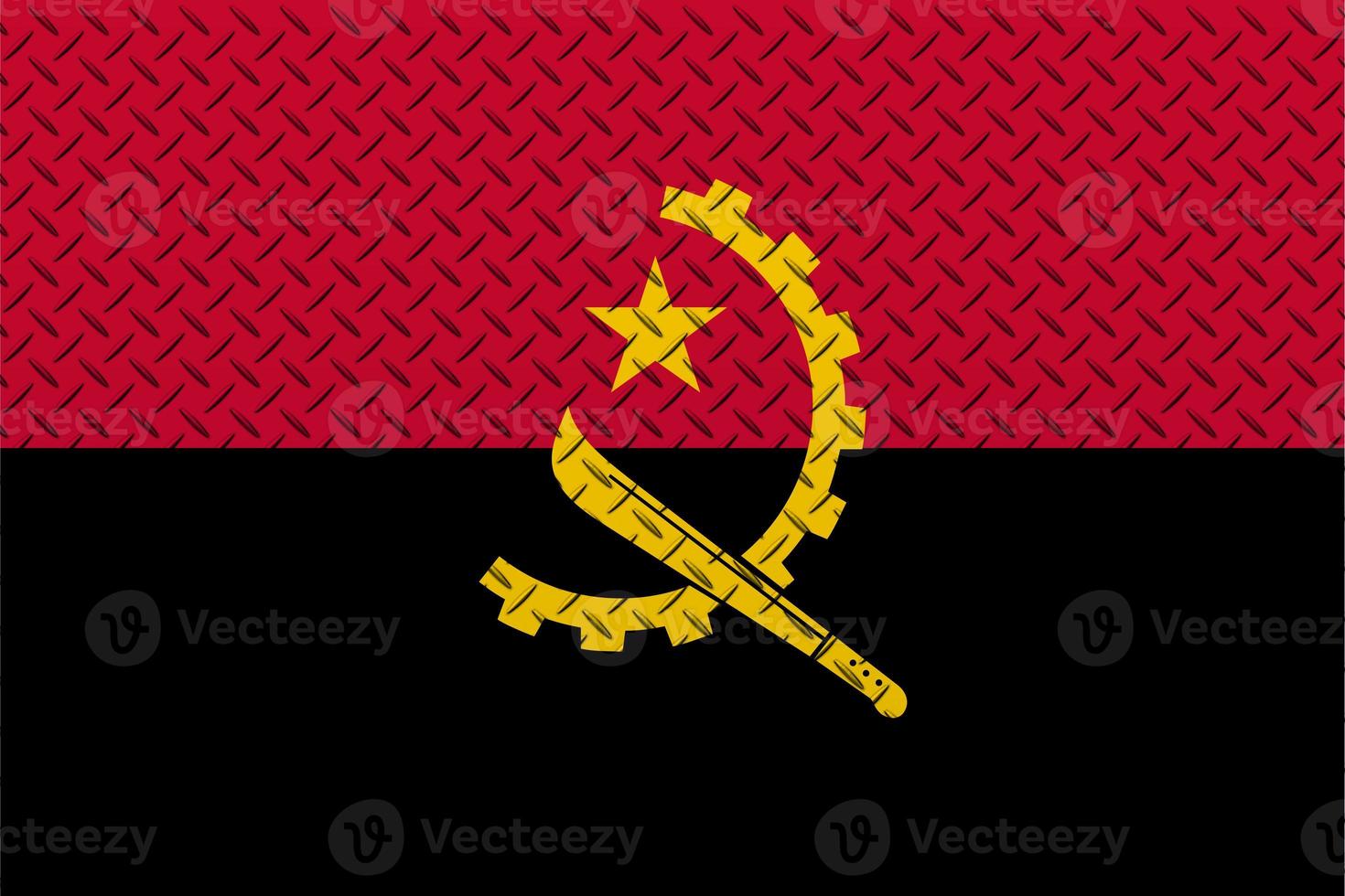 3D Flag of Angola on a metal photo