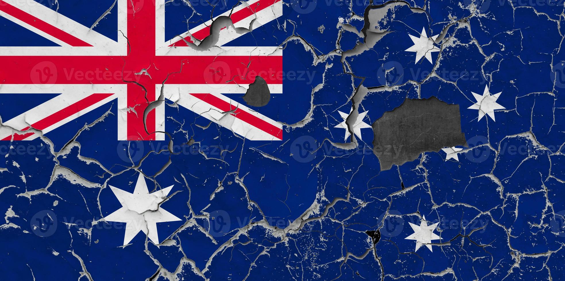 3D Flag of Australia on stone wall photo