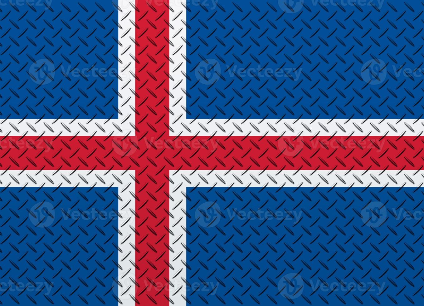 3d bandera de Islandia en un metal foto