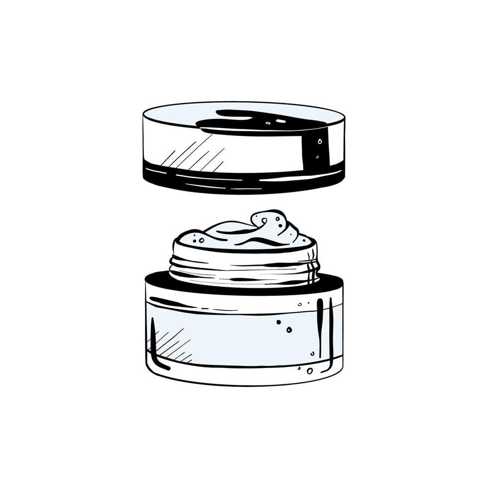 Vector illustration of jar of face cream on white background.